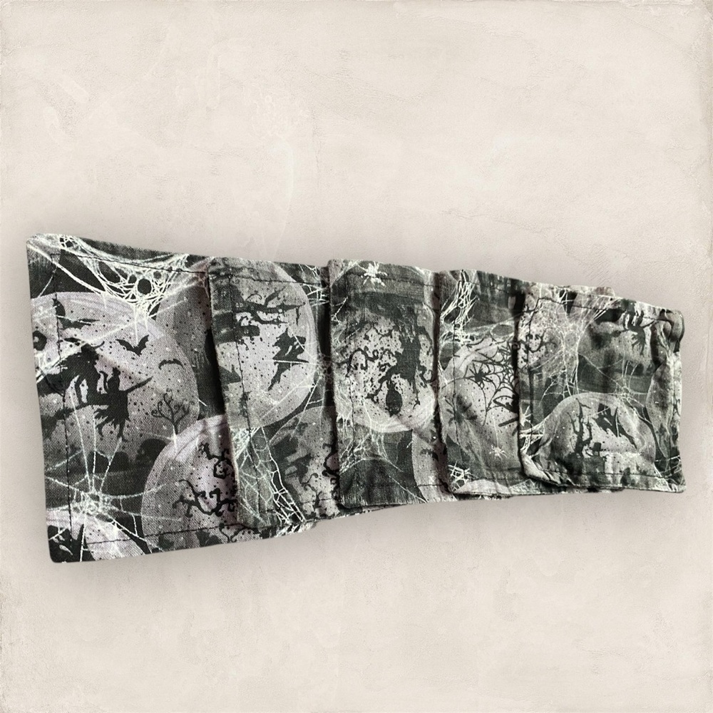 Handmade Black & Grey Spooky Halloween Square Fabric Coasters Set of 5 - Picture 2 of 9